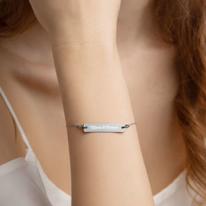 Engraved Silver Bar Chain Bracelet (TIFFANY AND DENVER)
